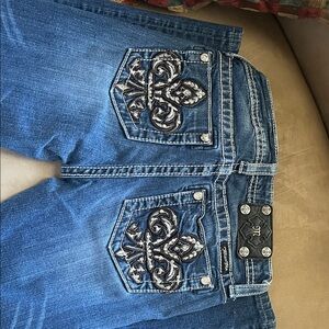 Miss Me Denim Boot Cut Jeans with Black Embellishments